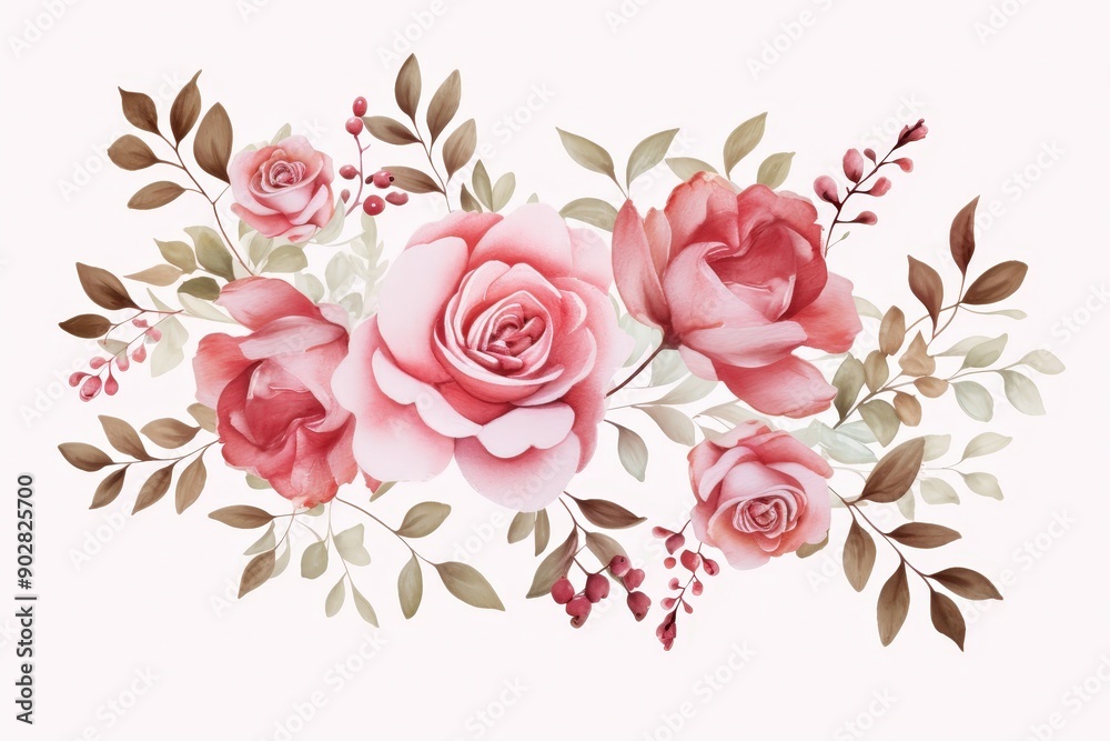 Fototapeta premium Watercolor Bouquet of Pink Roses
