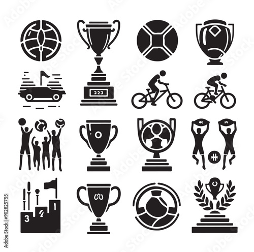 Trophy cup icon collection vector illustration