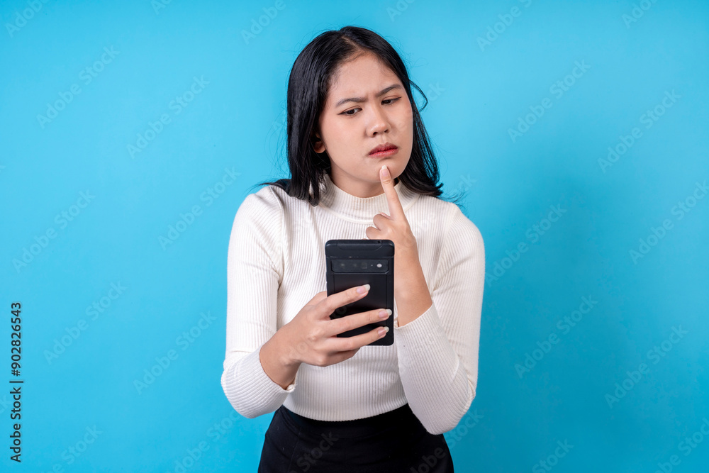 Women are doing various poses on a blue background. Women are doing various poses on a blue background.