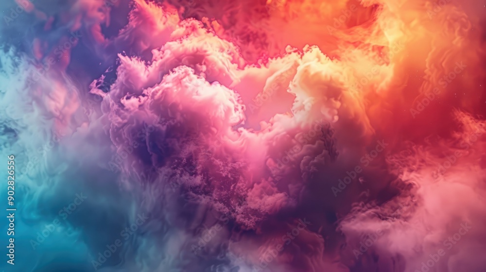 Obraz premium Colorful Abstract Clouds Forming Heart Shapes in the Sky