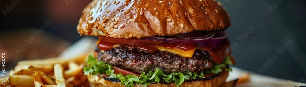 A row of hamburgers with lettuce and tomato on top. The hamburgers are all bunched together and have toothpicks in them A row of hamburgers with lettuce and tomato on top. The hamburgers are all bunched together and have toothpicks in them