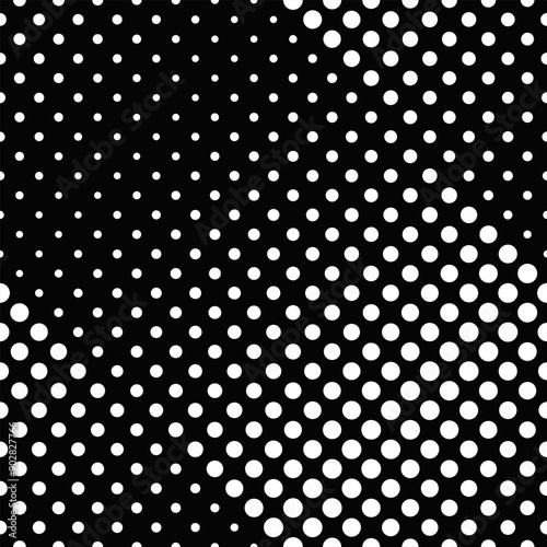 Black and white abstract geometrical circle pattern background - monochrome vector graphic design from dots