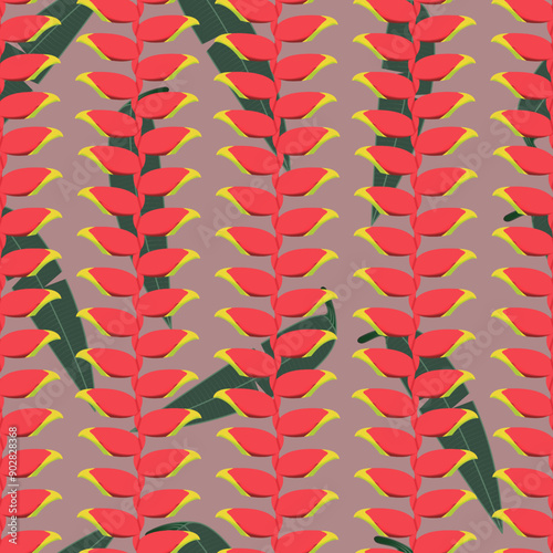 This is a repeating design pattern of a tropical heliconia plant. It can be used for textiles or as a background. floral bail seamless design for rapping. sstkBackgrounds