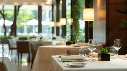 Fine Dining Experience at Gourmet Hotel Restaurant with Chef's Kitchen View