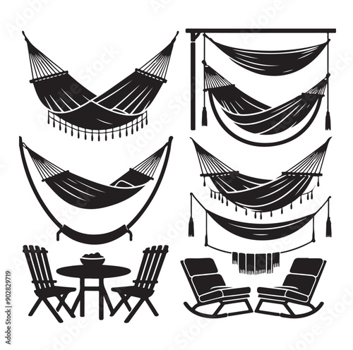 Hammock icon set vector illustration