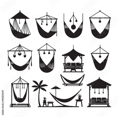 Hammock icon set vector illustration