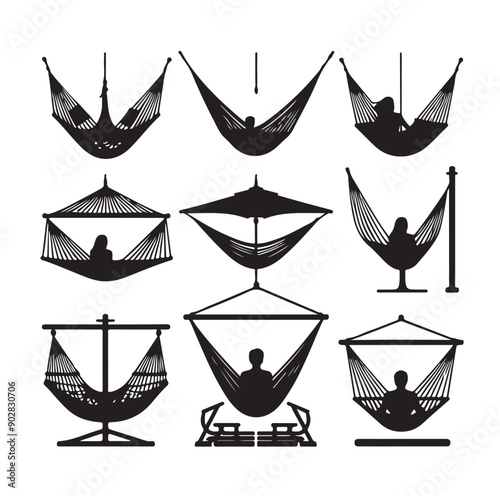 Hammock icon set vector illustration