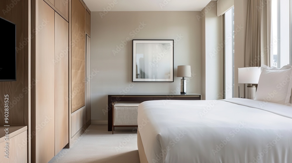 Elegant Cityscape Retreat: Modern Hotel Suite with Luxury Furnishings and Contemporary Art Elegant Cityscape Retreat: Modern Hotel Suite with Luxury Furnishings and Contemporary Art