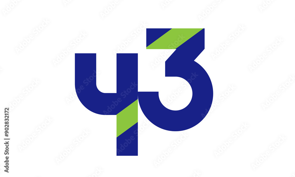 43 Blue Green Number Logo Geometry Simple Nature