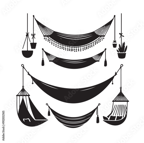 Hammock icon set vector illustration