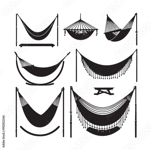 Hammock icon set vector illustration