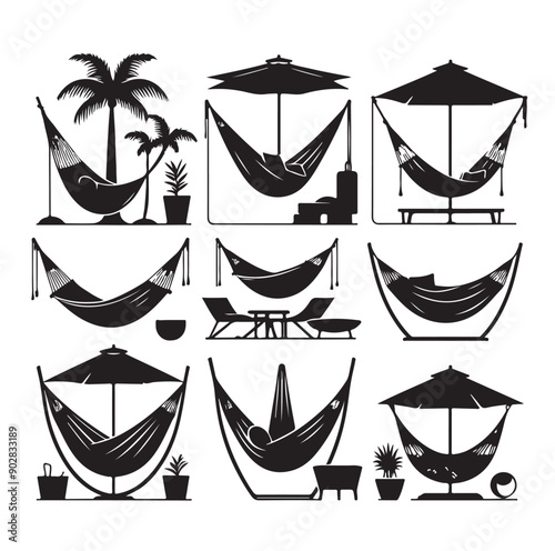 Hammock icon set vector illustration