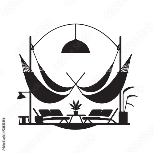 Hammock icon set vector illustration