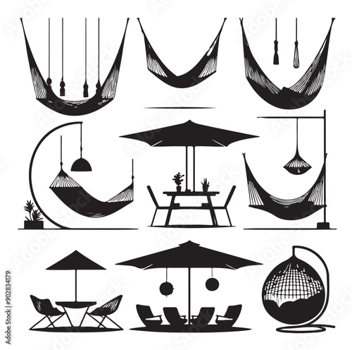 Hammock icon set vector illustration