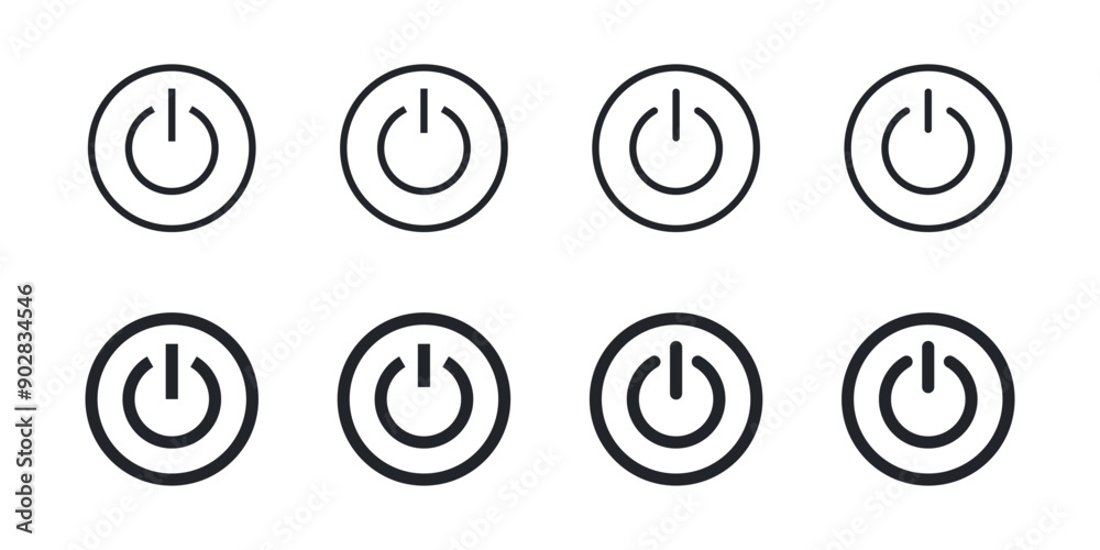 Set of simple power switches in different variations for user interface. Vector icon collection in flat style Set of simple power switches in different variations for user interface. Vector icon collection in flat style