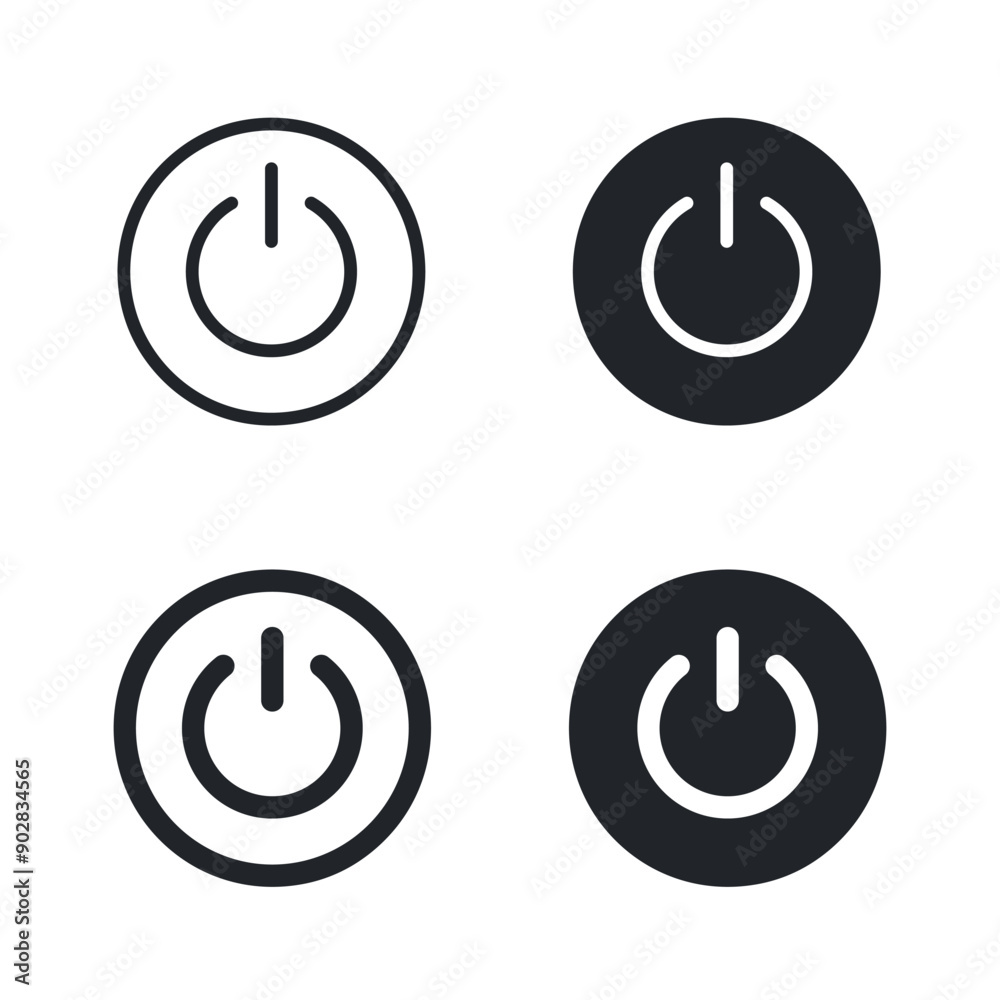 Set of web power switches in different variations for user interface. Vector icon collection in flat style Set of web power switches in different variations for user interface. Vector icon collection in flat style