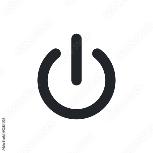 Simple black power button on white background. On/off classic energy switch. Computer icon in flat style