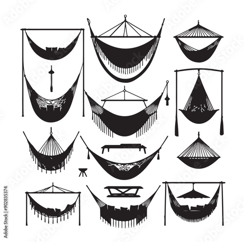 Hammock icon set vector illustration