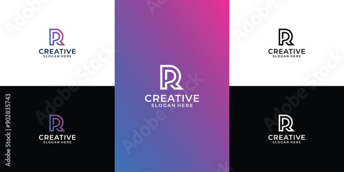 creative letter p and r logo