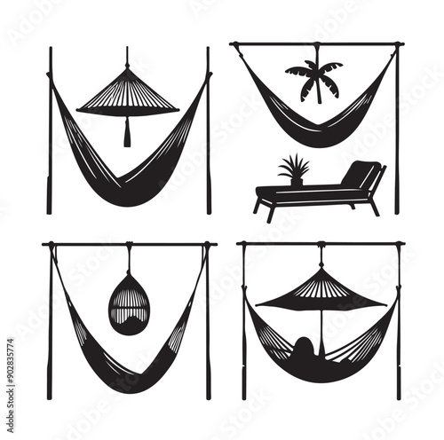 Hammock icon set vector illustration