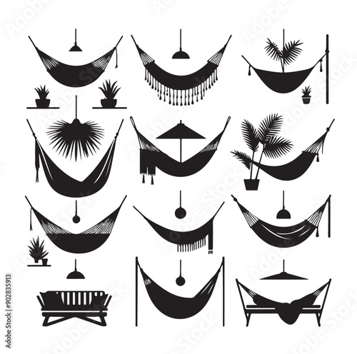 Hammock icon set vector illustration
