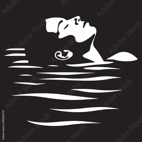 Swimming floating on water illustration