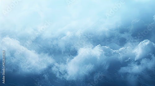 A cloudy blue background with a gradient from dark to light blue, accented by soft, drifting clouds.