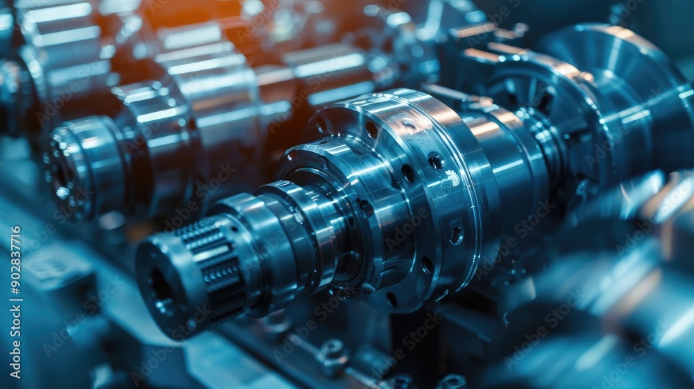 Close-Up of CNC Lathe Machine Crafting Metal Shafts Close-Up of CNC Lathe Machine Crafting Metal Shafts