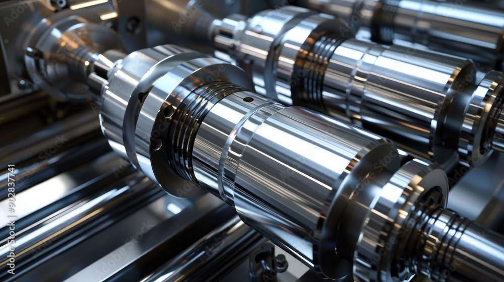 Close-Up of CNC Lathe Machine Crafting Metal Shafts Close-Up of CNC Lathe Machine Crafting Metal Shafts