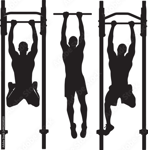Man Pull-Up Outline Silhouette Graphics Collection