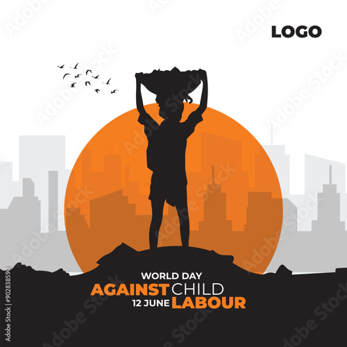 World Day against Child Labor, Stand against Child Labour, children working on construction sites, Stop child labour, social media design template