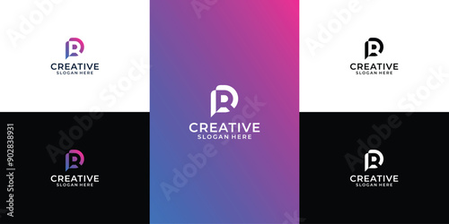 creative letter p and r logo
