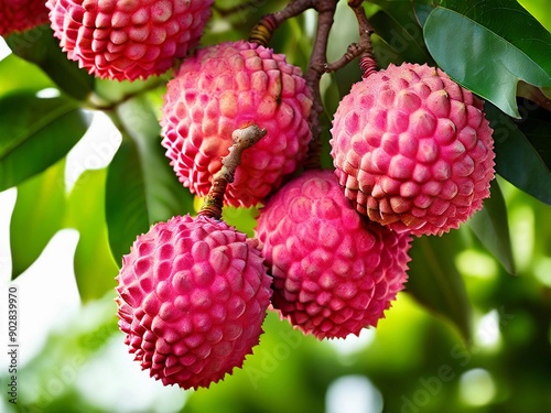  Fresh ripe lychee fruit hanging on the lychee tree hanging best on terms with green branch best fruit for appetizing  for public