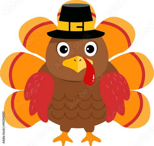 Cartoon graphics of pilgrim turkey