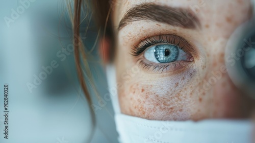 Wallpaper Mural A close-up image featuring the intense, focused eye of a professional in medical wear, capturing the essence of concentration and dedication to their work. Torontodigital.ca
