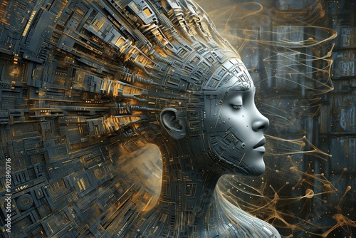 Face Integrated with a Supercomputer in a Portrait