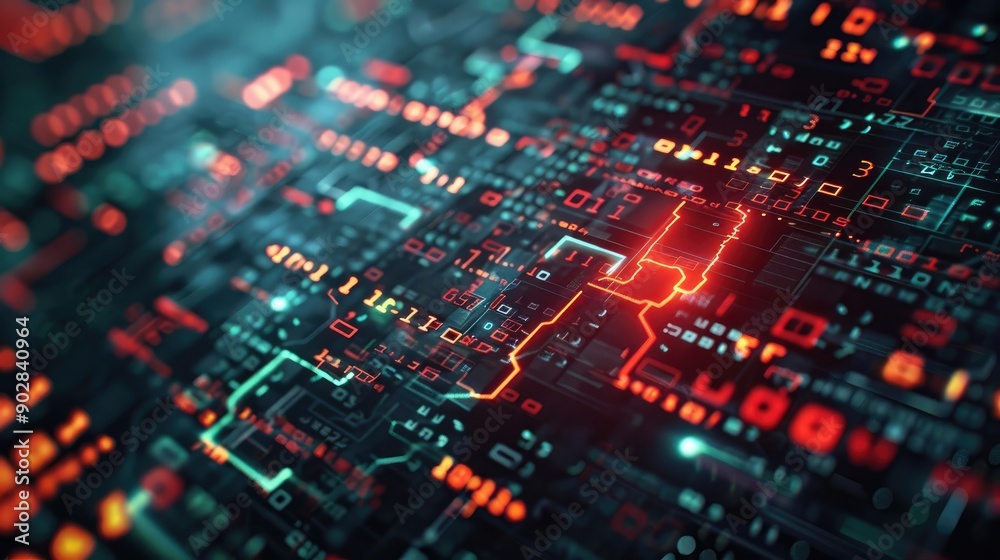 Illustration of Cyber Security with Plain Code and Cyber Attack Illustration of Cyber Security with Plain Code and Cyber Attack