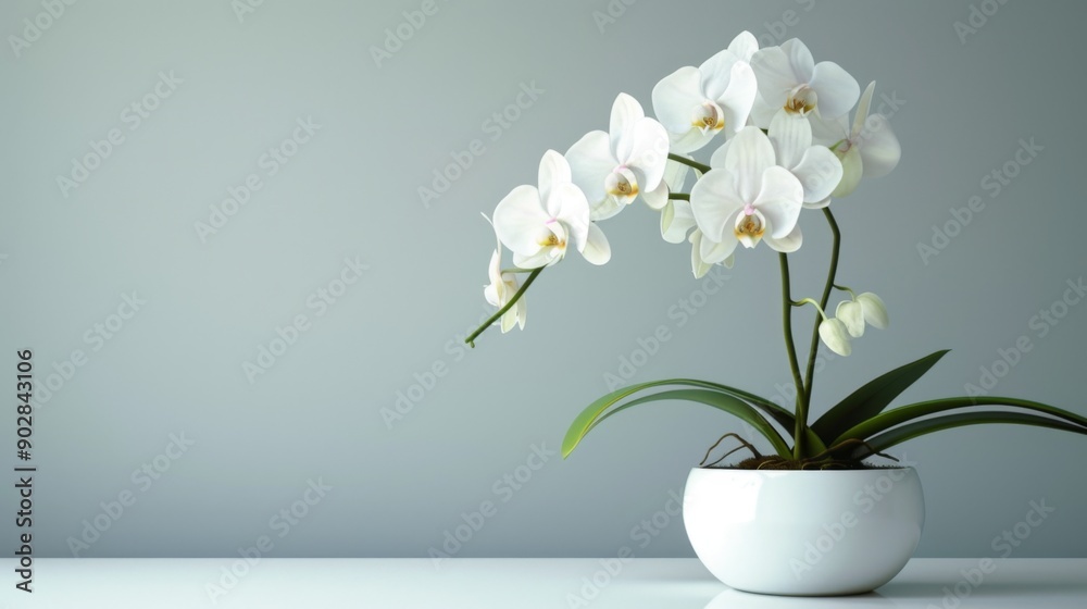 A delicate white orchid flower in full bloom A delicate white orchid flower in full bloom