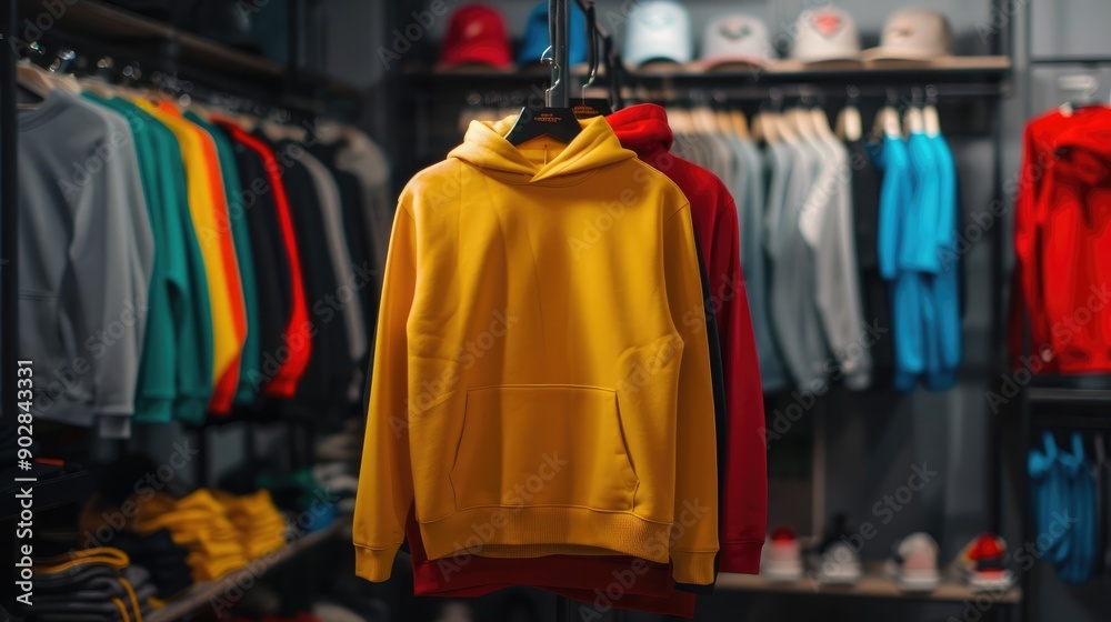 Fototapeta premium Hooded Sweatshirt Showcase in Clothing Store