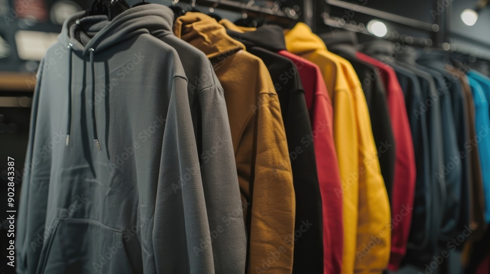 Hooded Sweatshirt Showcase in Clothing Store