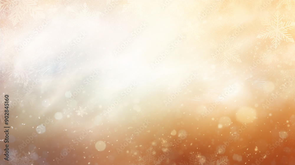 abstract golden festive winter background with snowflakes, blurred copy space abstract golden festive winter background with snowflakes, blurred copy space