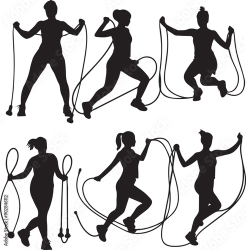 Skipping Rope Outline Silhouette Graphics Collection