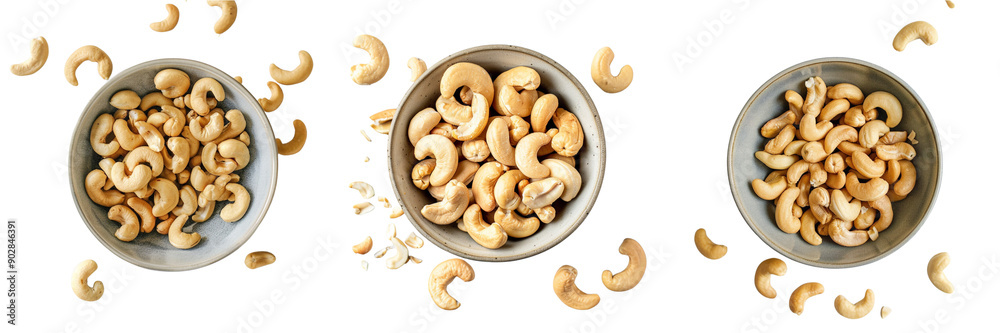Set of bowl of cashew nuts isolated on transparent background (3) Set of bowl of cashew nuts isolated on transparent background (3)