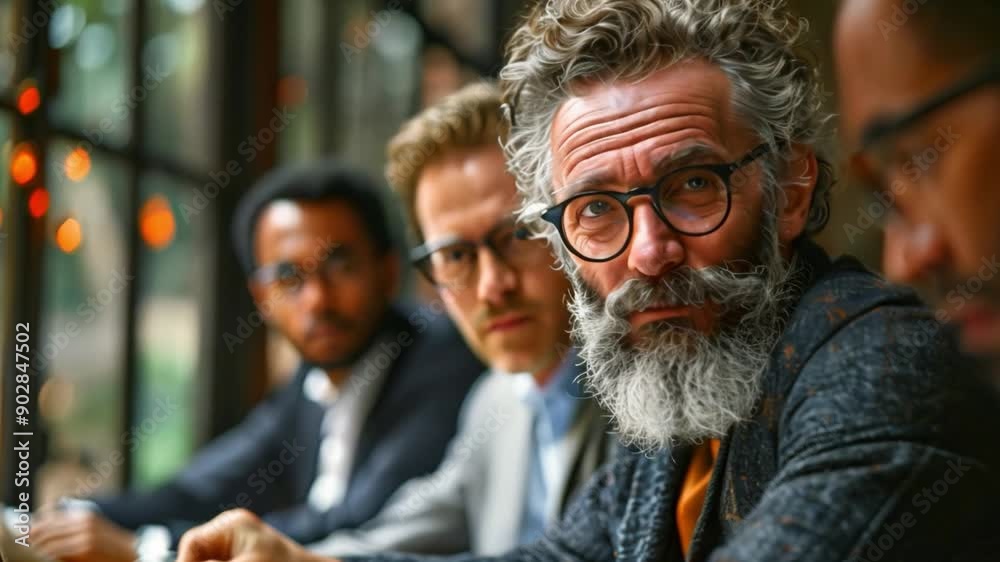 This group of men in smart attire having an intense discussion at a coffee shop. This group of men in smart attire having an intense discussion at a coffee shop.