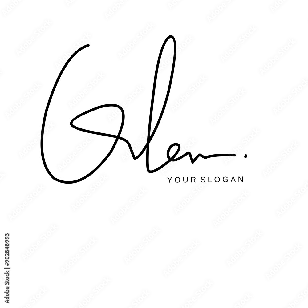 Glen name signature logo vector design