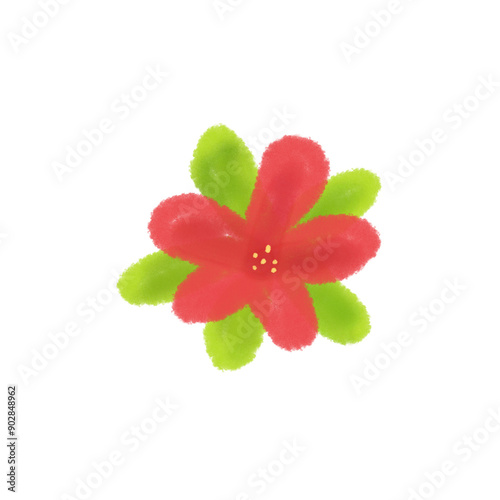 Watercolor flower and leaves illustration