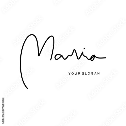 Maria name signature logo vector design