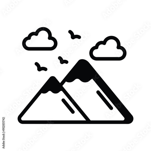 Hike the heights, using vector icon of mountains, easy of download