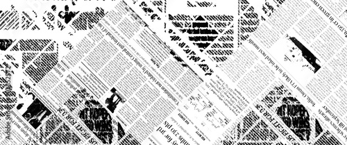 Obraz na płótnie Vector white and black newspaper paper grunge vintage old aged texture with fragments of newspaper text Transparent background. w salonie