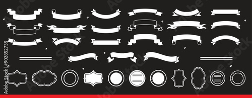 Set of Colorful Vintage Ribbons, Banners, badges, Labels - Design Elements on retro background